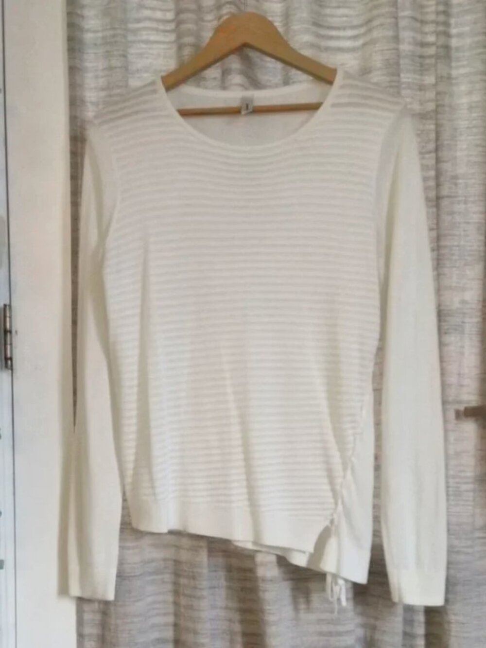 Soyaconcept Balletcore Ribbed Knit Asymmetrical Side Tie Top - M